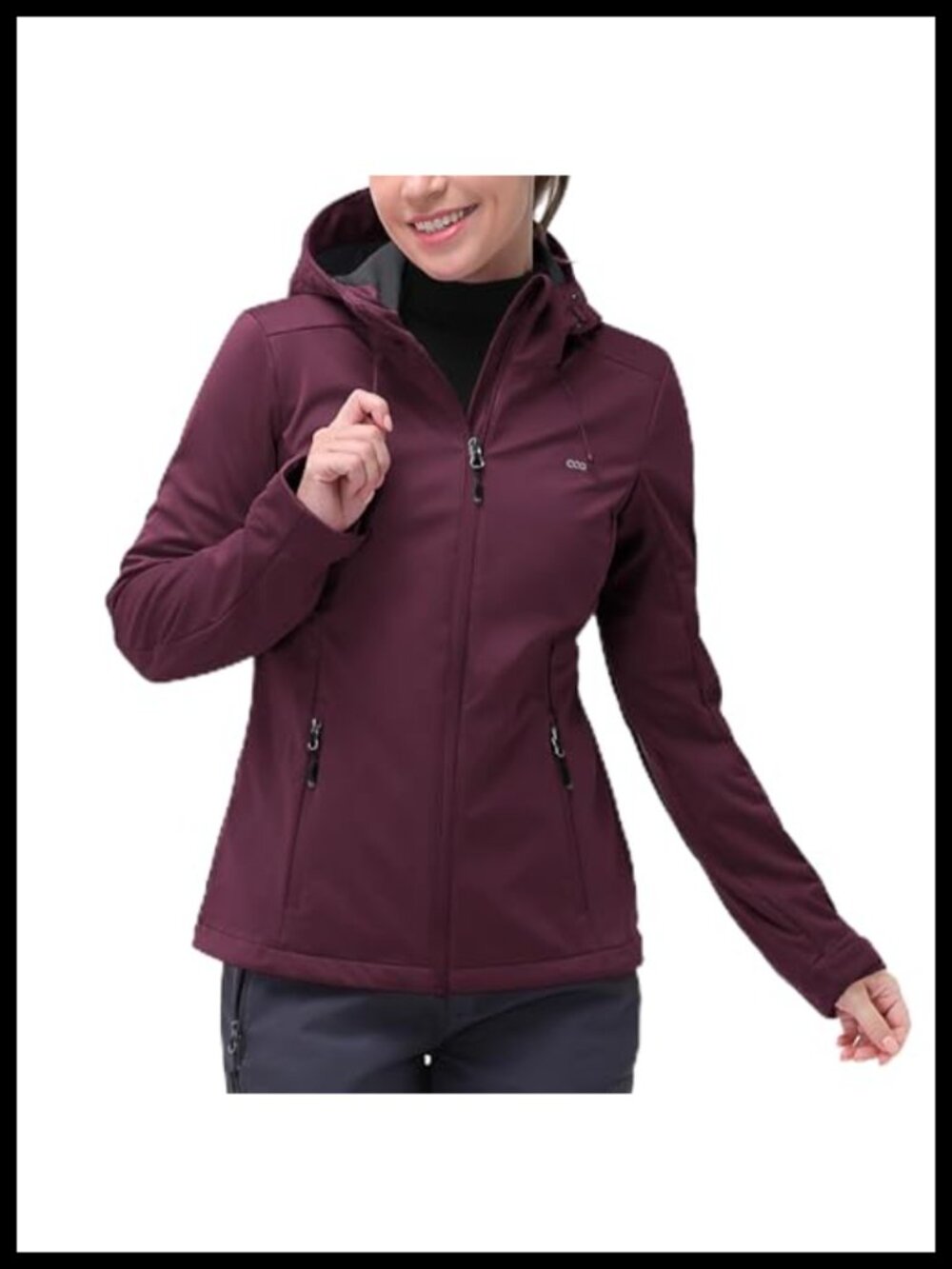 Women's Waterproof Softshell Jacket Lightweight Windbreaker with Hood 4-Way